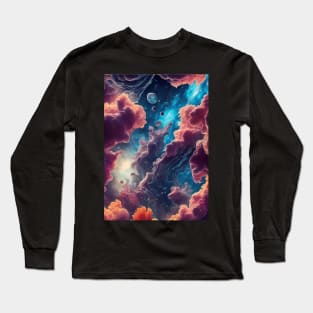 Mystical Nebula Planets Clouds Long Sleeve T-Shirt